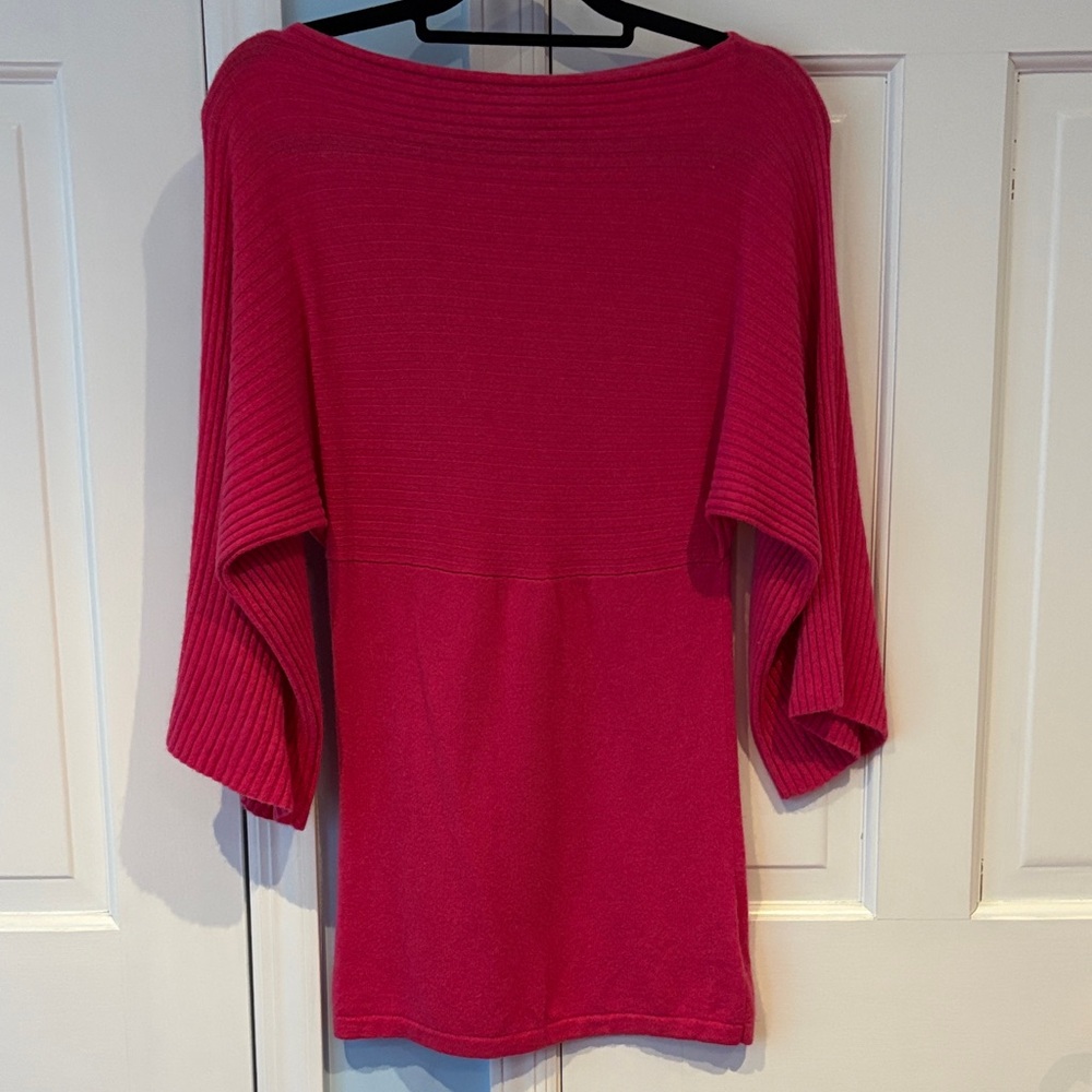 Anne Klein Hot Pink Ribbed Dolman Sleeve Sweater